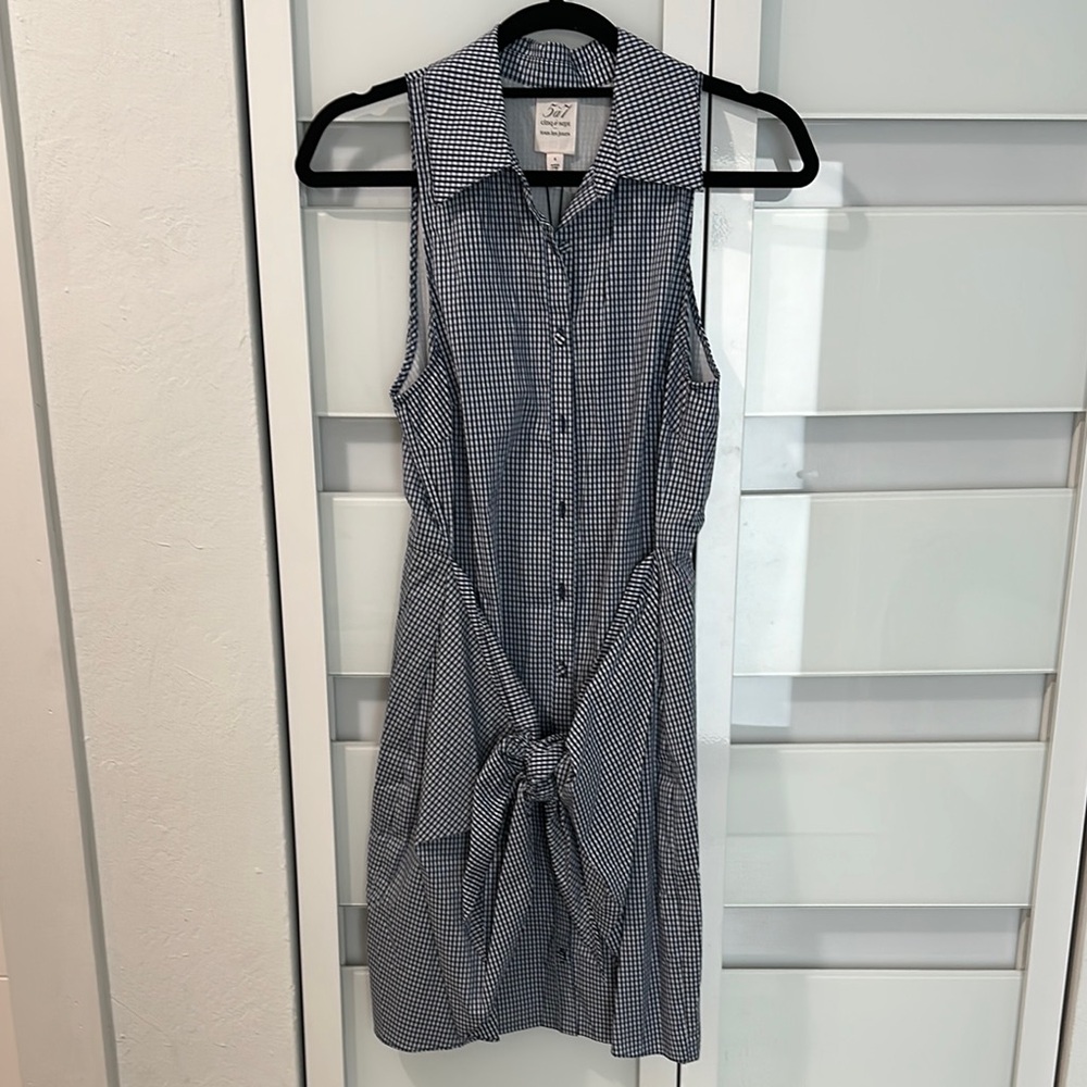 Cinq a Sept White and Blue Sleeveless Mini Dress